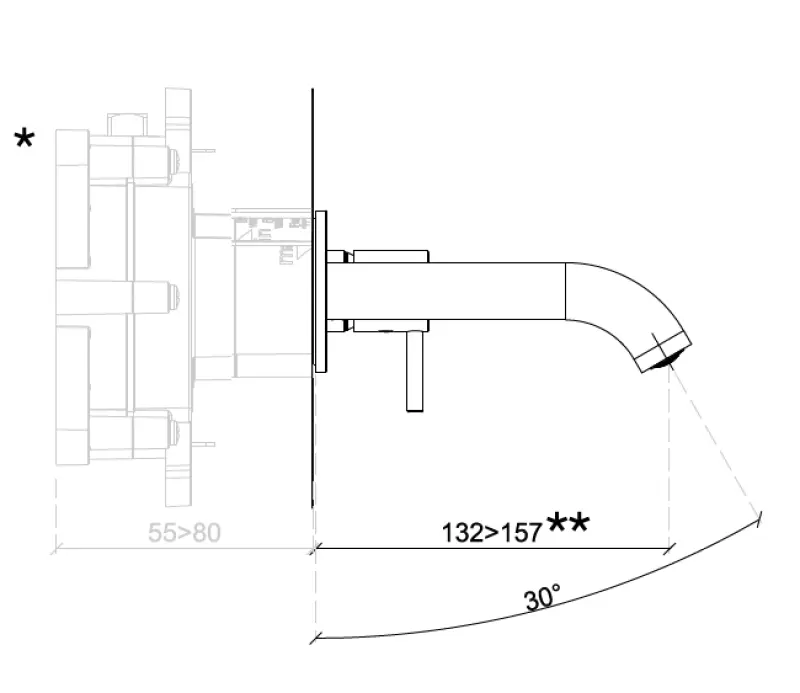 SB Round inbouw wastafelmengkraan mat zwart - 132mm
