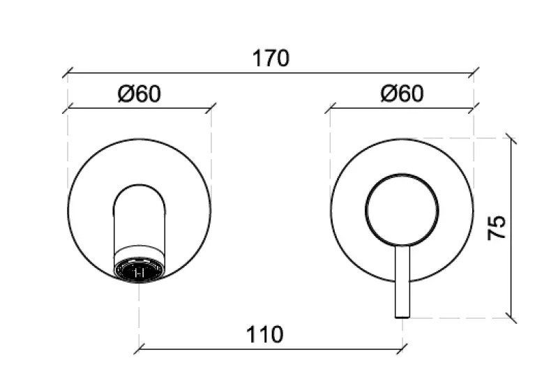 SB Round inbouw wastafelmengkraan geborsteld nickel 162mm