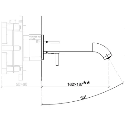 SB Round inbouw wastafelmengkraan mat wit 162mm