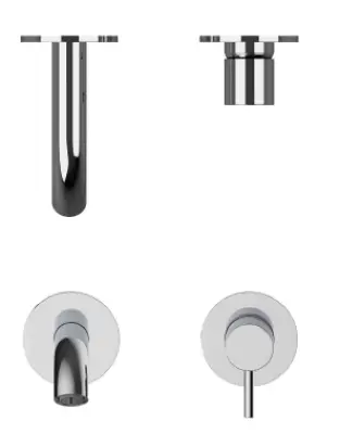 SB Round inbouw wastafelmengkraan mat wit 162mm
