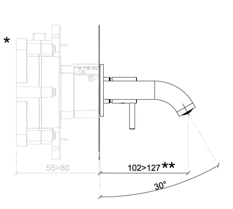 SB Round inbouw wastafelmengkraan geborsteld messing PVD 102mm