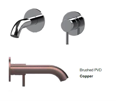 SB Round inbouw wastafelmengkraan geborsteld koper PVD 102mm