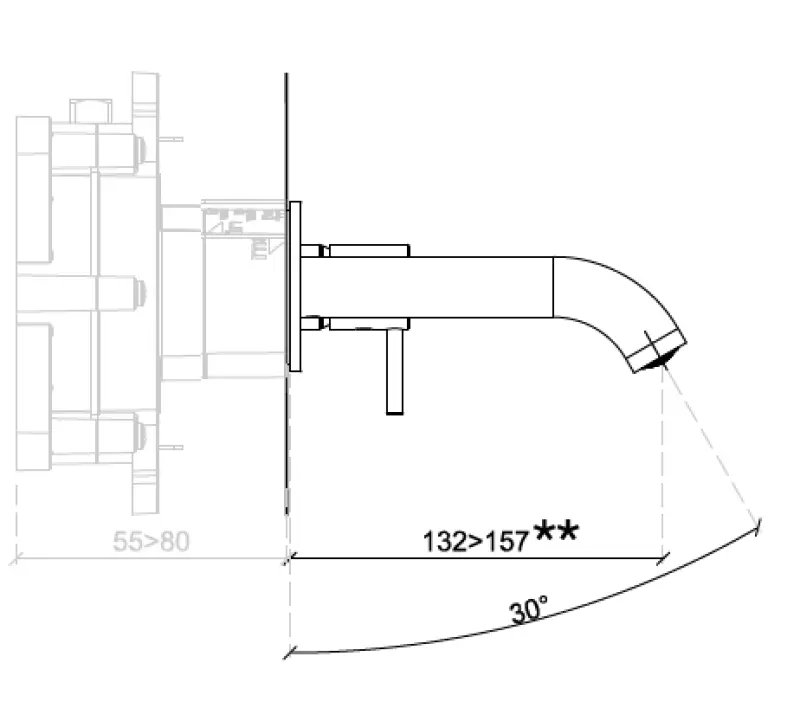 SB Round 316 inbouw wastafelmengkraan Gun Metal PVD 132mm