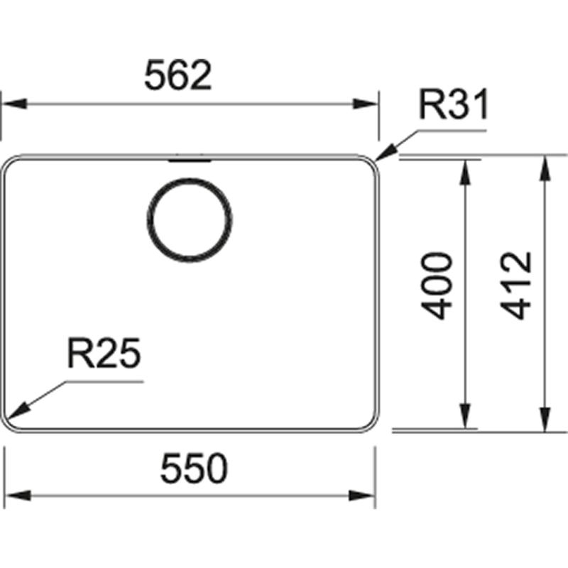 Franke Mythos MYX 210.55 rvs spoelbak 55x40cm vlakbouw 127.0638.277