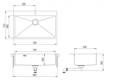 Ausmann Weser grote RVS spoelbak antraciet kleur PVD Gun Metal 79x51 met kraangat onderbouw vlakbouw en opbouw 067137