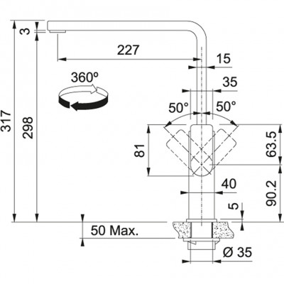 Franke massief rvs Keukenkraan Mythos met draaibare uitloop inox 115.0547.852