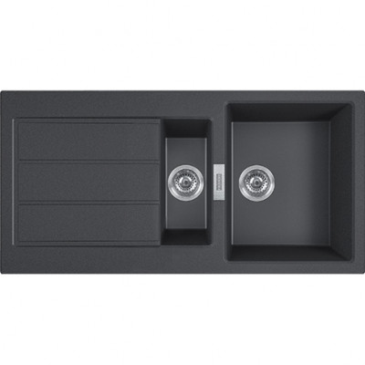 Franke Sirius 2 S2D 651 zwarte kunststof 1,5 anderhalve spoelbak met afdruip opbouw 100x50 143.0634.554