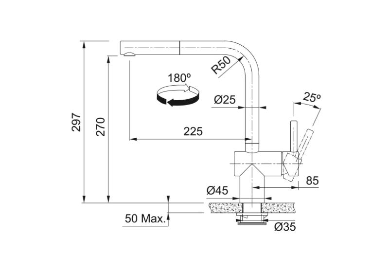 Franke geborstelde rvs sensor Keukenkraan Atlas Neo met uittrekbare uitloop inox 115.0625.523