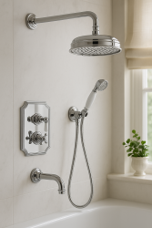 PB classic nostalgische klassieke inbouw doucheset chroom met handdouche en regendouche 225mm 1208953841