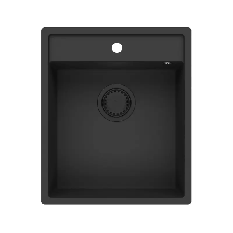 GraniteMy Bremen granieten spoelbak 44x52 cm zwart opbouw onderbouw en vlakinbouw met kraangatbank 1208953870