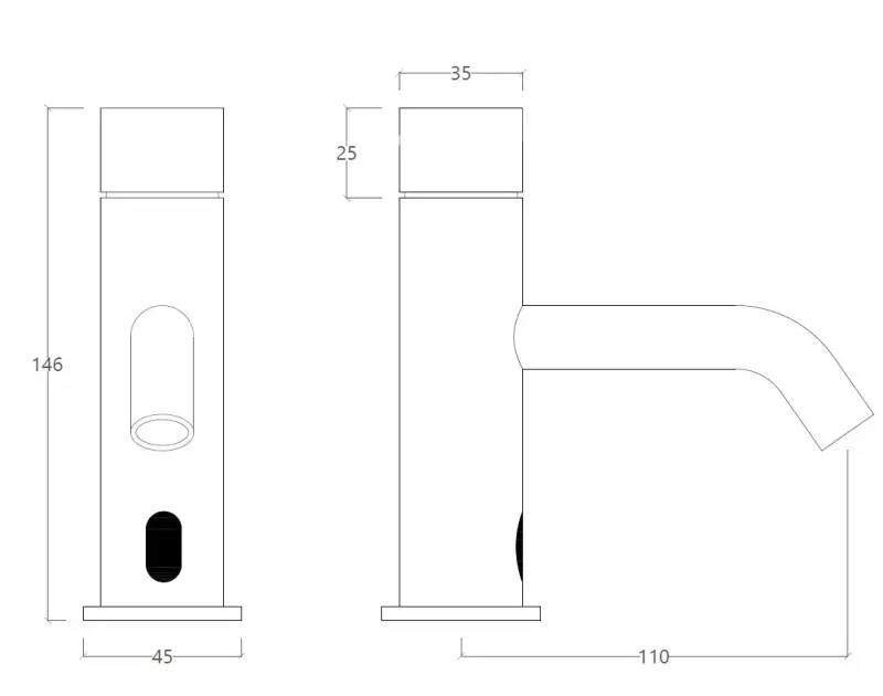 Waterevolution Flow elektronische wastafelkraan infrarood op batterijen chroom T110EB01