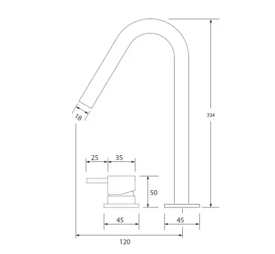 Waterevolution Flow 2-gats wastafelkraan zwart met hoge V 120mm uitloop T1122VPR