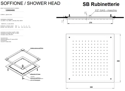 SB Rubinetterie mat wit corian solid surface inbouw vierkante regendouche plafonddouchekop 30cm 1208954082