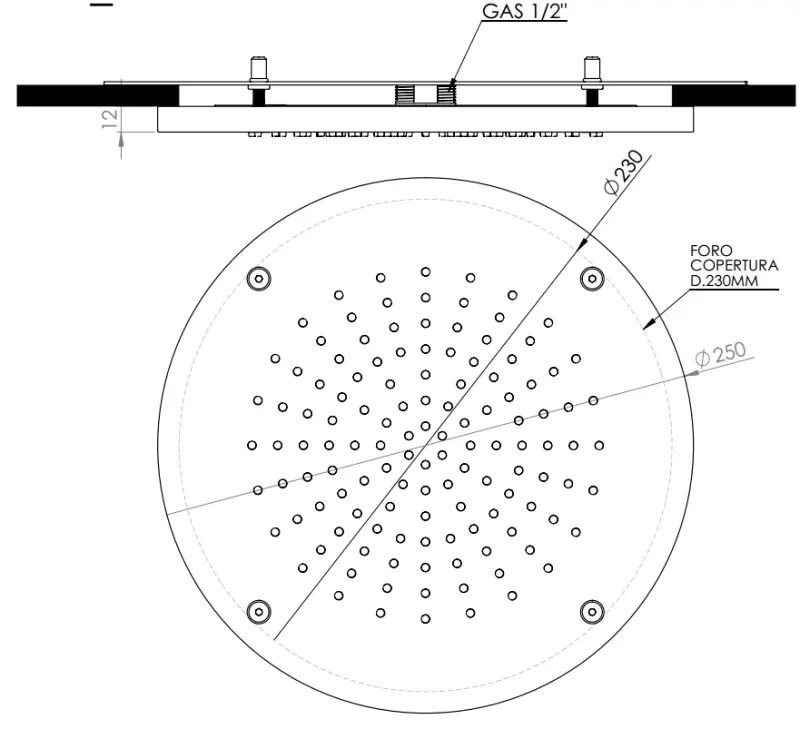 SB Rubinetterie mat wit corian solid surface inbouw ronde regendouche plafonddouchekop 25 cm 1208954085