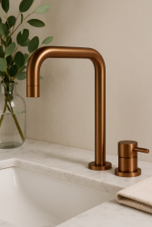 Waterevolution Flow 2-gats wastafelkraan PVD Geborsteld Koper T112HCPE