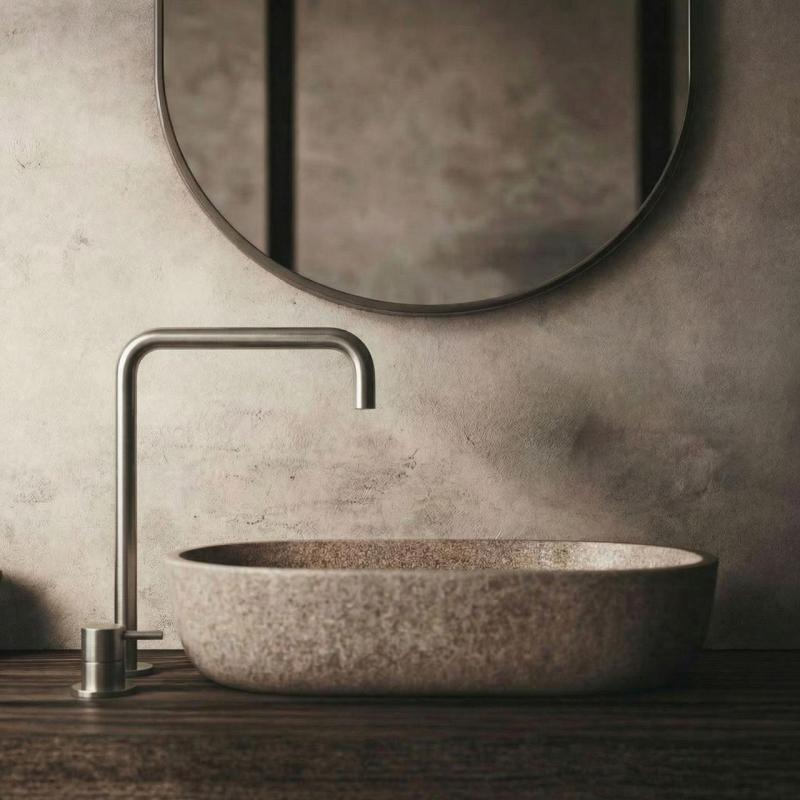 Waterevolution Flow 2-gats wastafelkraan hoge uitloop 222 RVS T122HIE