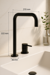 Waterevolution Flow 2-gats wastafelkraan hoge uitloop 222 mat zwart T122HPR