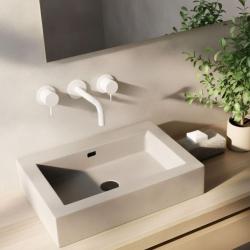 Waterevolution Flow 3-gats inbouw wastafelkraan mat wit met uitloop 10cm T1163FBR-10