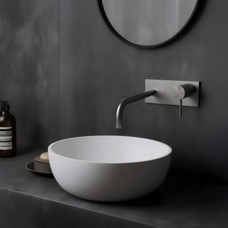 Waterevolution Flow inbouw wastafelkraan met afdekplaat volledig RVS met uitloop 21cm T1161BIE-21