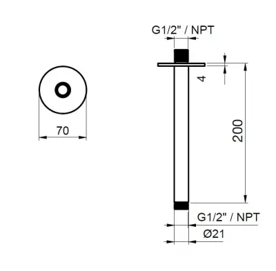 SB Round 316 plafond douche arm rond 20cm volledig RVS 1208954188