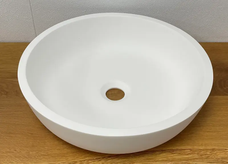 Solid-S Small opbouwwastafel kom rond mat wit B41,3xH16cm zonder overloop exclusief solid surface plug 1208954248