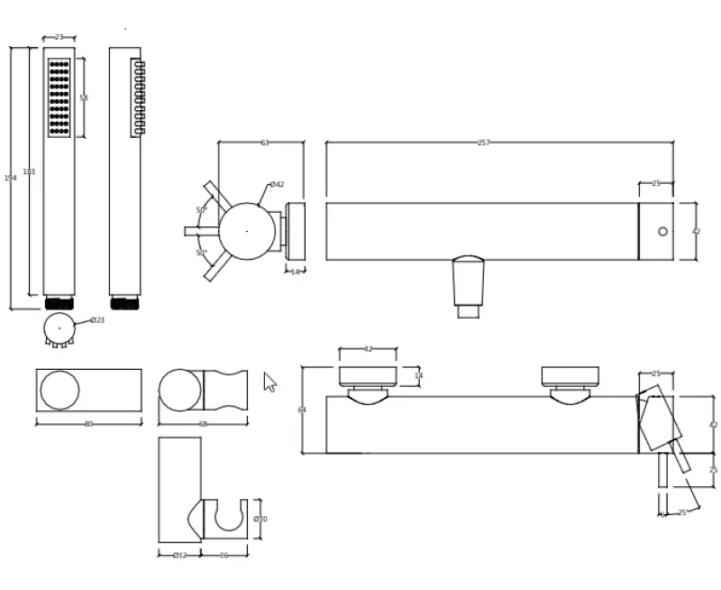 Waterevolution Flow douchemengkraan met douchegarnituur messing natuur T140LE