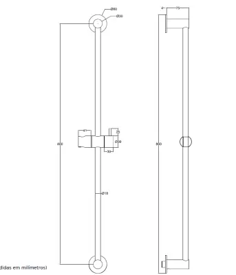 Waterevolution Flow glijstang 800mm Geborsteld Messing T1660LE