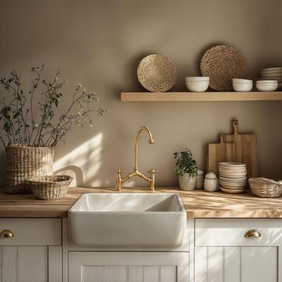 PB classic Nostalgische klassieke keukenkraan Brons met variabele hart afstand 2 gats 18-25cm 1208954352
