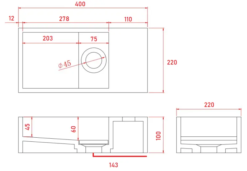 Solid-S Marble solid surface fontein B40xD22xH10cm marmer mat zwart rechts zonder kraangat 1208954635