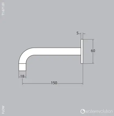 Waterevolution Flow baduitloop 15cm Ligh Gold T1671.WG.E