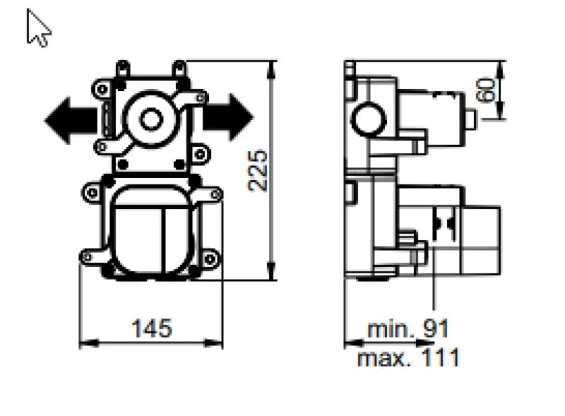 SB 316 AESTHETICS Round Inbouw thermostaatkraan met 2 uitgangen / stop-omstelkraan PVD gun metal geborsteld 1208954918
