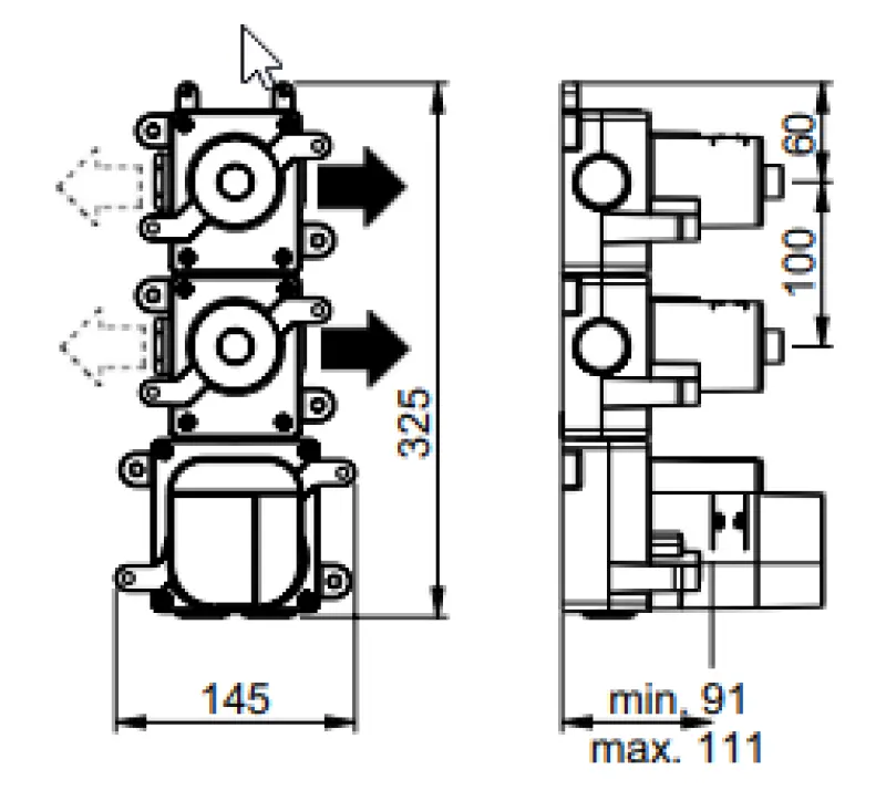 SB 316 AESTHETICS Round Inbouw thermostaatkraan met 2 uitgangen / 2 x stopkraan volledig RVS 1208954919