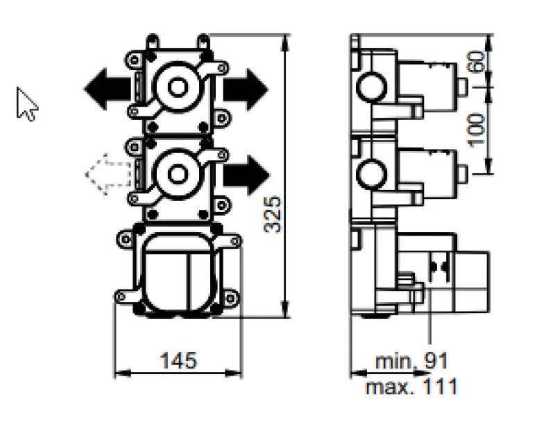 SB 316 AESTHETICS Round Inbouw thermostaatkraan met 3 uitgangen met omsteller en stopkraan PVD koper geborsteld 1208954950