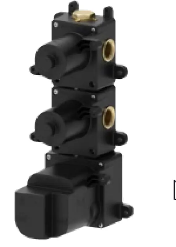 SB AESTHETICS Round Inbouw thermostaatkraan met 3 uitgangen met omsteller en stopkraan mat wit 1208954955