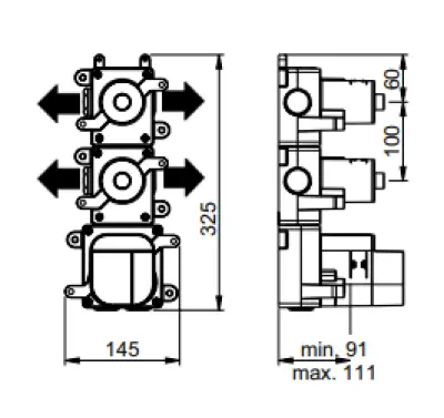 SB 316 AESTHETICS Round Inbouw thermostaatkraan met 4 uitgangen/ 2x stop-omstelkraan PVD koper geborsteld 1208954957