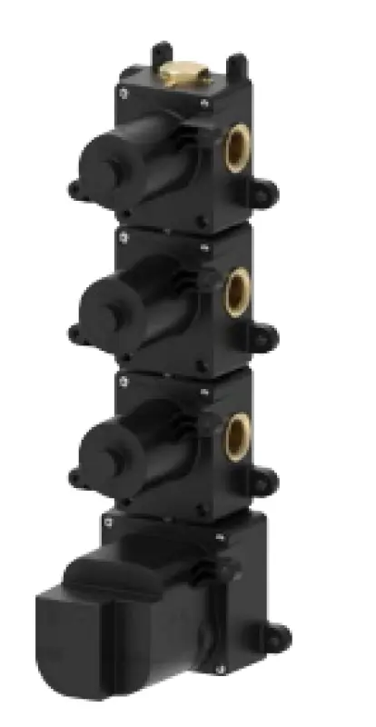 SB 316 AESTHETICS Round Inbouw thermostaatkraan met 3 uitgangen/ 3x stopkraan PVD koper geborsteld 1208954965