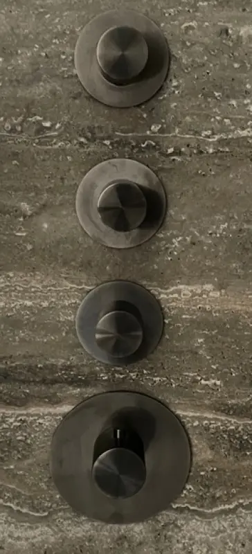 SB 316 AESTHETICS Round Inbouw thermostaatkraan met 3 uitgangen/ 3x stopkraan PVD gun metal geborsteld 1208954967