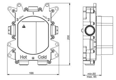 SB Universale Square Inbouw thermostaatkraan met 2 uitgangen RVS 1208955143