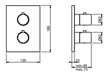 SB Universale Round on Square Inbouw thermostaatkraan met 2 uitgangen volledig RVS 316 1208955192