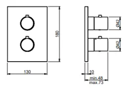 SB Universale Round on Square Inbouw thermostaatkraan met 3 uitgang volledig RVS 316 1208955196