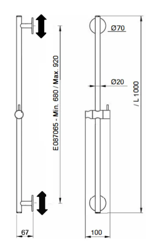 SB Rubinetterie Universale L 1000  Flexi Round glijstang  chroom 1208955231