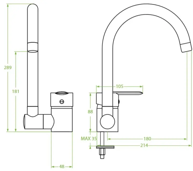 Aquadesign Agen keukenmengkraan chroom neerklapbaar