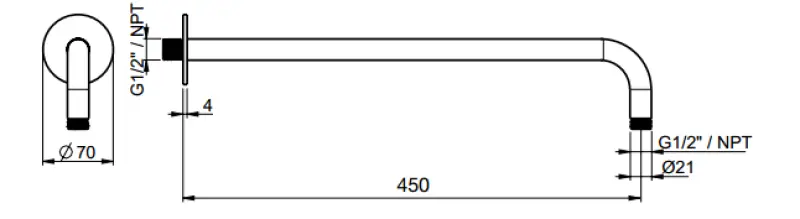 SB Round 316 muur douche arm rond 45 cm  PVD goud 1208955313