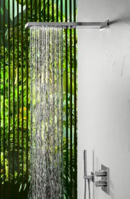 SB Square 316 Regendouche met muuraansluiting en waterval douche PVD gun metal 1208955332