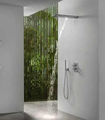 SB Square 316 Regendouche met muuraansluiting en waterval douche PVD gun metal 1208955332