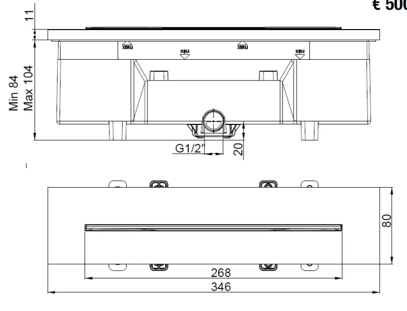 SB 316 Waterval bad uitloop inbouw PVD koper 1208955340