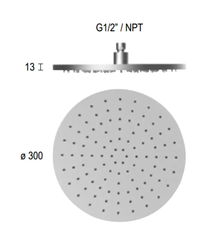 SB Round 316 Regendouche hoofddouche 30cm PVD goud 1208955345
