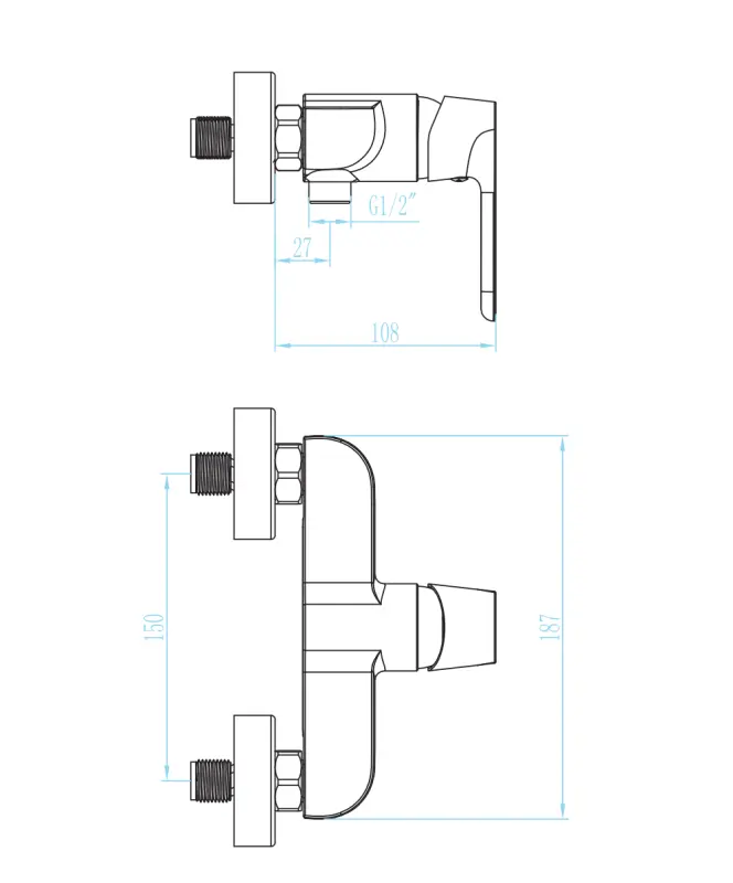 Aquadesign Tours douchemengkraan opbouw mat zwart