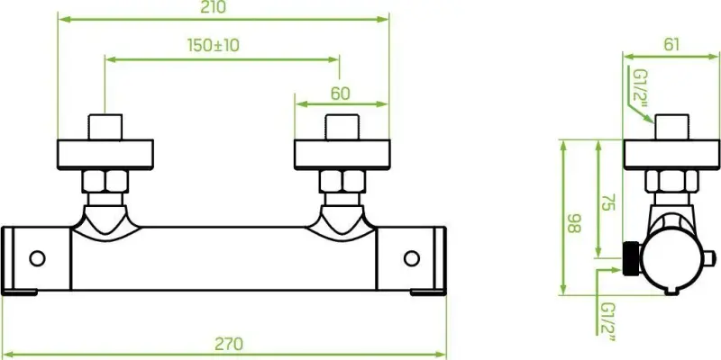 Aquadesign Nancy douchethermostaat opbouw chroom