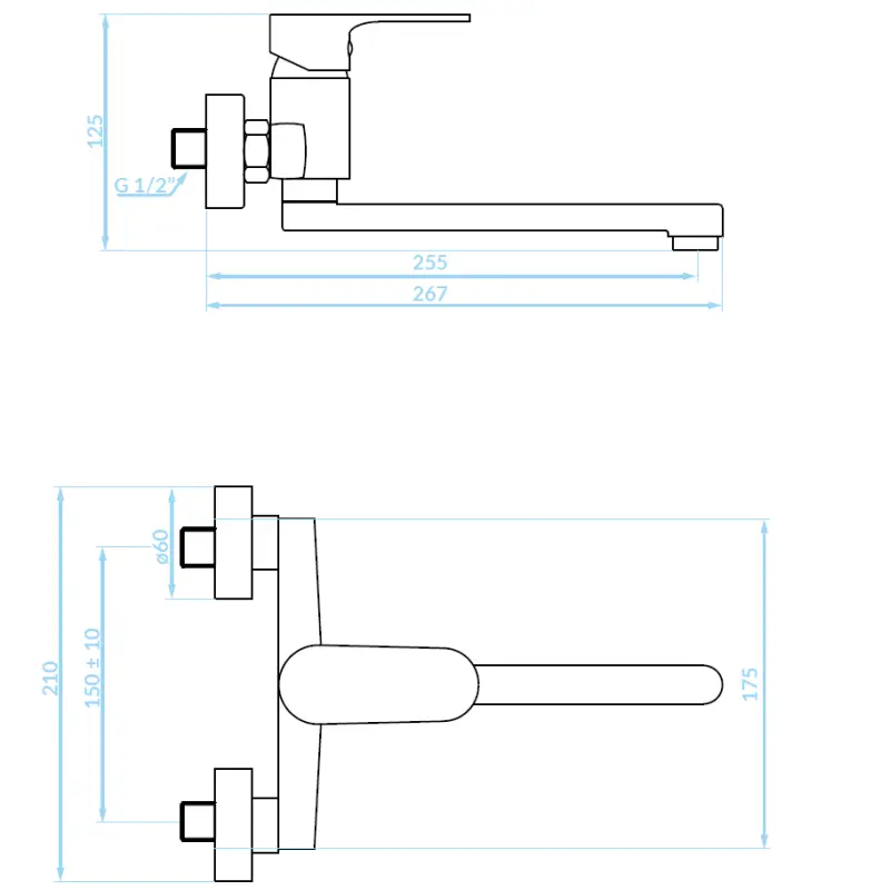 Aquadesign Lyon eenhendel keuken muurkraan chroom
